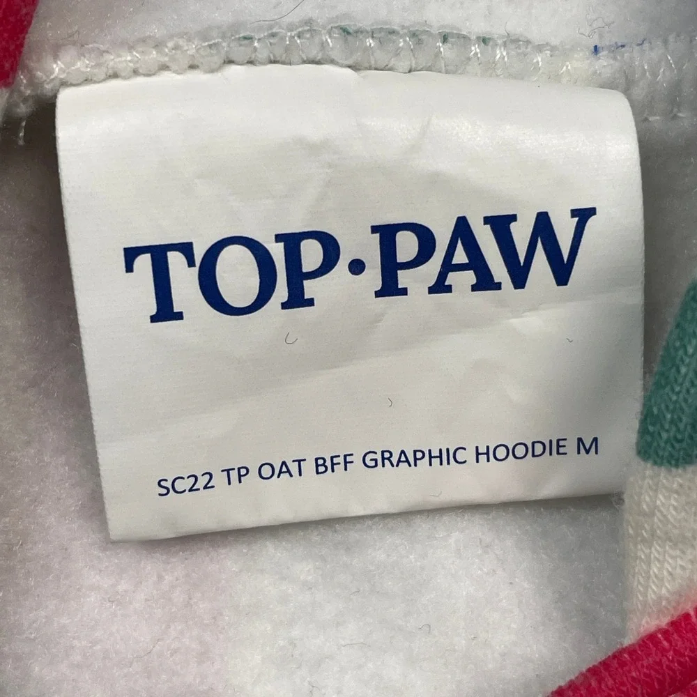 Top Paw BFF Graphic Hoodie Pet Medium White Red Blue Block Letter Leash Hole